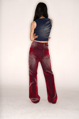 【Keshi】NEVADA WASHED FLOCKING DENIM JEANS