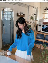 Basic V-neck Loose Knit + Tie Set (5color)