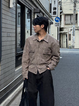Node raw fabric curve denim pants