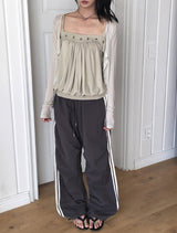 BT Nylon Track Pintuck Wide Pants