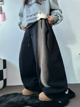 フリース🩷サイドピンタックロングワイドオーバーパンツ 💙🤎🩷🩶🖤5COLOR