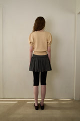 Slim button half knit_butter