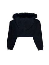 Destroyed Fur Half Crimson Hoodie (BLACK)