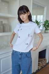 26SS★ マッシュルームステッチクロップ半袖Tシャツ