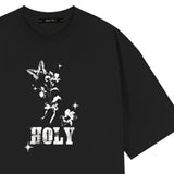 HOLY FLOWER BUTTERFLY OVER FIT SHORT-SLEEVED T-SHIRT_BLACK
