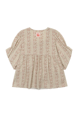 (24230WTLLN) ULLALA PAJAMAS Mazzle Long Sleeve Two-Piece Cream (30'S) Free Size