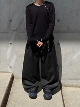 エスラー スナップ ワッフル ロングスリーブTシャツ 2C