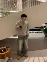  Gray Teen Wash Balloon Denim Pants