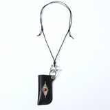 turquoise leather cord beads necklace & lighter case black