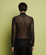 CHECK MESH TURTLENECK TOP