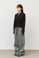(W) Rim Eyelet Hooded Top