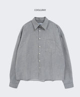 Crop Check Long Sleeve Shirt Cool Gray