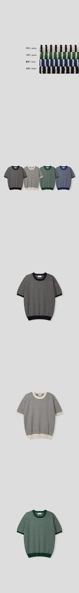 [S/S] ストライプブークルハーフニット(4color)