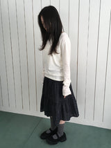 Zikan Check Shirring Midi Skirt