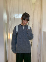 [unisex] Hindley Boucle Henley Neck Over Knit
