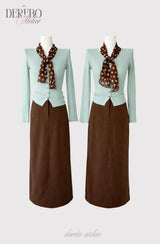 mint dot scarf cardigan