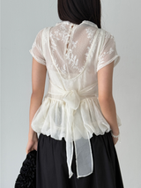 flowery wrinkle blouse (2color)