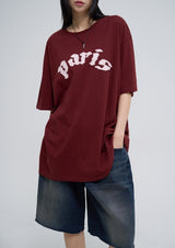 パリスパッチウォッシングオーバーサイズフィット半袖Tシャツ