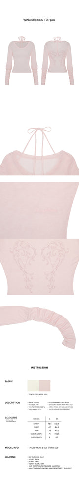 WING SHIRRING TOP pink