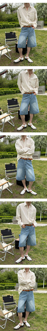 [S/S] ダメージバミューダデニムパンツ(2color)