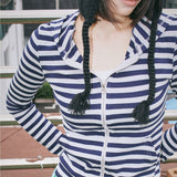 Stripe slim zip-up