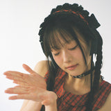 Tartan Lace Headdress - Red