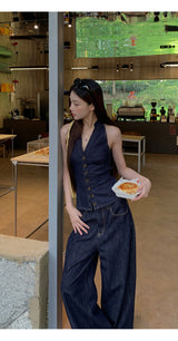 Cowgirl denim V-neck sleeveless top
