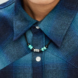 leather & turquoise beads necklace black