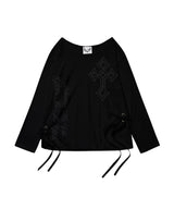 ONE SHOULDER GRAPHIC LONG SLEEVE_BLACK