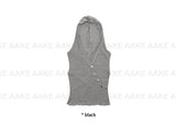DIAGONAL BUTTON HOODED TOP