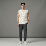 Ivory Pleated Sleeveless Knit Vest