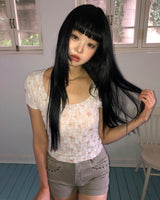 キュジュンレースフローラル半袖Tシャツ