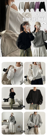 Rudy Unbalanced Open Shoulder Cropped Sweatshirt