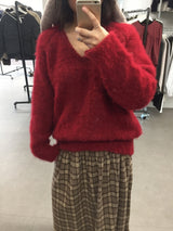 [MD Pick]Wool-Touch Brush V-Neck Knit (4 Colors)