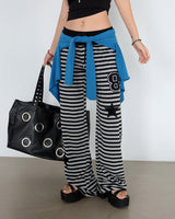 Star Patch Stripe Bootcut Pants