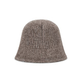 VA Curved Oval Metal Washed Knit Bucket Hat  / Brown