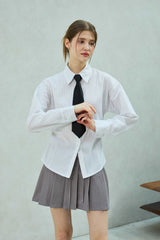 LOWELL SLIM FIT STRIPE SHIRRLING SHIRT / WHITE
