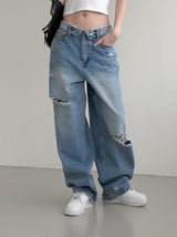 Folded Damage Denim Pants