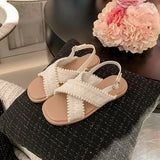 Cross Weave Open-Toe Strap Sandals