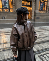 [ORIGINAL] Tod Loose-Fit Belted Leather Jacket