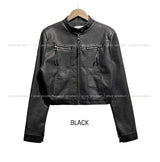 Oul vintage washing biker leather jacket