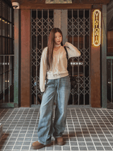 ボニーローライズワイドデニムパンツ