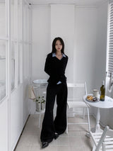 Troye Strap Point Semi-Formal Wide Long Pants (3 Colors)