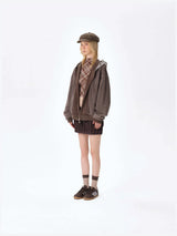13DE MARZO Bear Cash Zipper Hoodie Brown