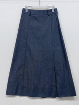 Deep Slit Wrap Denim Long Skirt