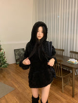 [UNISEX]Snowa cable Fleece Long Sleeve Hoodie 