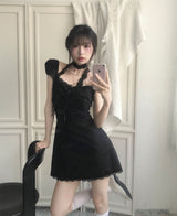 fine cotton square mini puff ops lace tie set