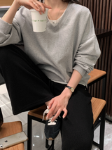 [Lè made] リメイドエブリーVネックスウェットシャツ