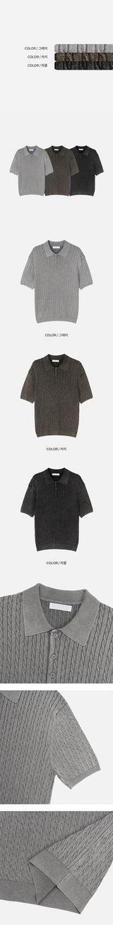 [S/S] ピグメントウォッシュカラハーフニット(3color)