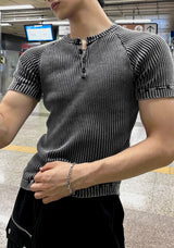 Faded Rib Henley Muscle Tee